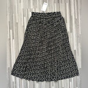Exlura Black Maxi Skirt with Daisy Print, Size L